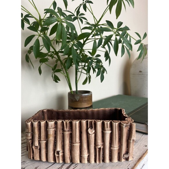 Vintage 1980’s Pompadour Composite Bamboo Style Planter 7.5” x 4” - Picture 7 of 7